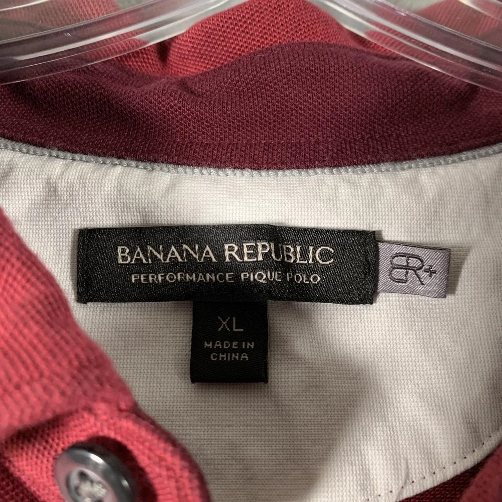Banana Republic Polo Shirt Mens XL Red Performance Pique Pocket Stretch